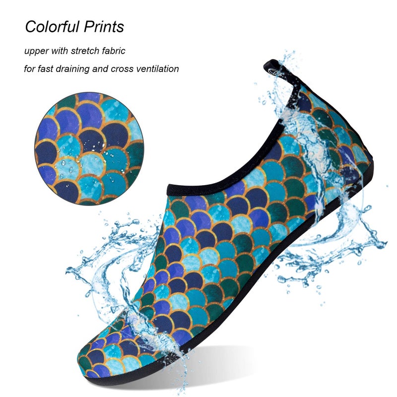 WateLves Water Shoes for Womens Mens Barefoot Quick-Dry Aqua Socks for Beach Swim Surf Yoga Exercise Camping Must Haves (Fishscale Blackgreen, 38/39) - Image 2